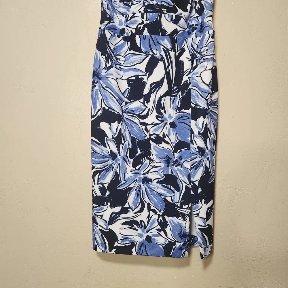 Joseph Ribkoff Off Shoulder Blue Floral Sheath Dress Size Small